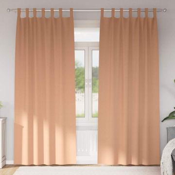 Tende Blackout con Anelli 2 pz Marrone Chiaro 260 x 140 cm