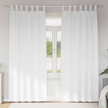 Tende Blackout con Anelli 2 pz Bianco Puro 225 x 140 cm