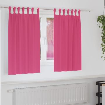 Tende Blackout con Anelli 2 pz Rosa Vivo 140 x 140 cm