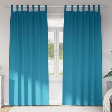 Tende Blackout con Anelli 2 pz Turchese 225 x 140 cm Poliestere