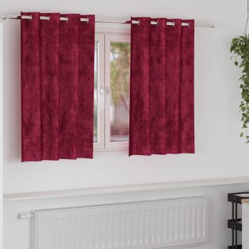 Tende in Velluto 2 pz Rosso Vino 140 x 140 cm Velluto