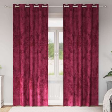 Tende in Velluto 2 pz Rosso vino 245 x 140 cm Velluto
