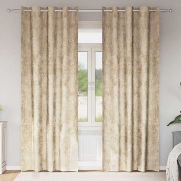 Tende in Velluto 2 pz Crema 260 x 140 cm Velluto