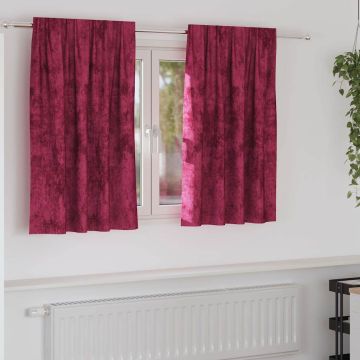 Tende in Velluto 2 pz Rosso vino 140 x 140 cm Velluto