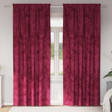 Tende in Velluto 2 pz Rosso vino 225 x 140 cm Velluto