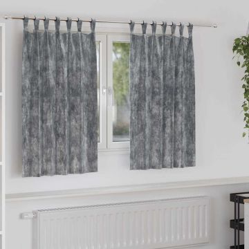 Tende in Velluto 2 pz Grigio 140 x 140 cm Velluto