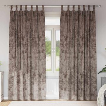 Tende in Velluto 2 pz Cappuccino 245 x 140 cm Velluto