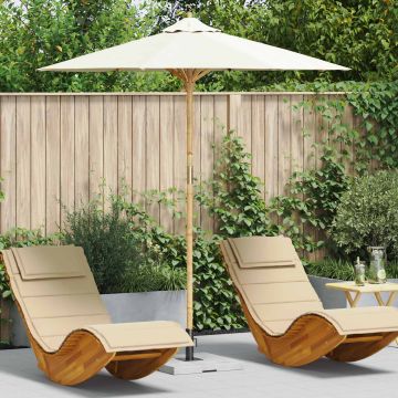 Ombrello da giardino Ø 217 x 230 cm Bambù Rotondo Bianco Crema