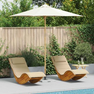 Ombrello da giardino Ø 270 x 260 cm Bambù Rotondo Bianco Crema