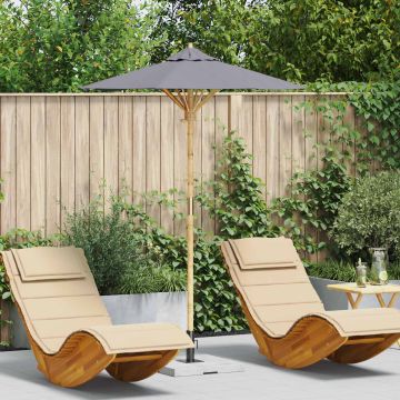 Ombrello da giardino Ø 150 x 210 cm Bambù Rotondo Grigio Scuro