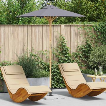 Ombrello da giardino Ø 180 x 230 cm Bambù Rotondo Grigio Scuro