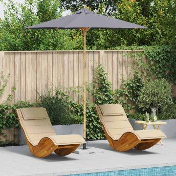 Ombrello da giardino Ø 240 x 260 cm Bambù Rotondo Grigio Scuro