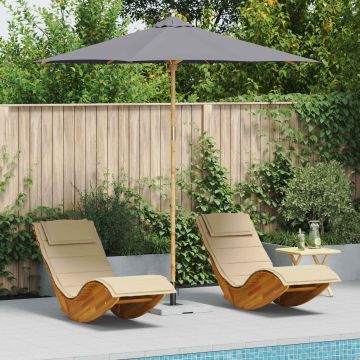 Ombrello da giardino Ø 270 x 260 cm Bambù Rotondo Grigio Scuro