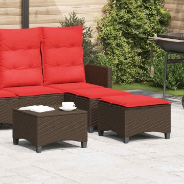Sgabelli Giardino con Cuscini 2pz Marrone 55x55x36cm Polyrattan