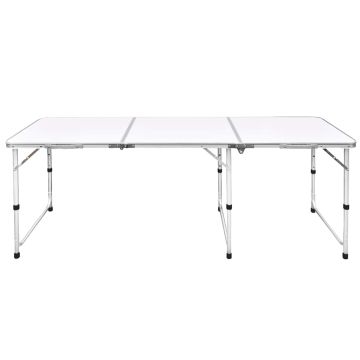 Tavolo da Campeggio Pieghevole Alluminio Regolabile 180x60 cm