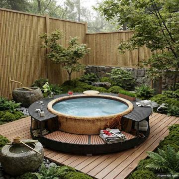 Bordo per Vasca da Spa in Polyrattan Nero