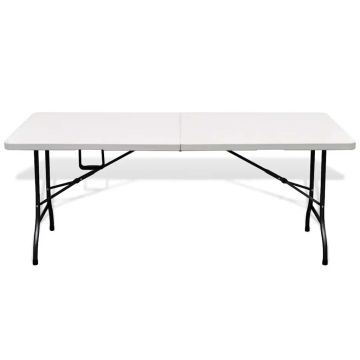 Tavolo da Giardino Pieghevole Bianco 180x75x74 cm in HDPE