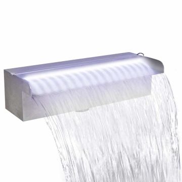 Cascata per Laghetto Rettangolare con LED in Acciaio Inox 30 cm