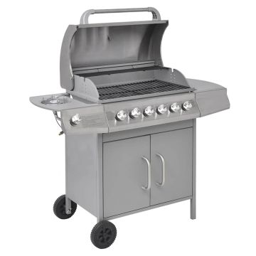 Barbecue a gas in acciaio con 6+1 fornelli, 133 cm