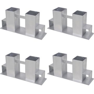 Set Supporti per Legna da Ardere 4 pz in Acciaio Argento