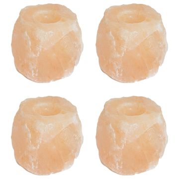 Portacandele in pietra di sale 4 pz Rosa Sale Rock