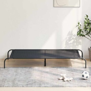 Cuccia per Cani Rialzata Nera 150x90x20 cm Textilene e Acciaio