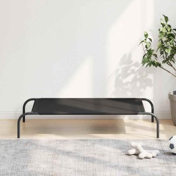 Cuccia per Cani Rialzata Nera 110x65x20cm Tela Oxford e Acciaio
