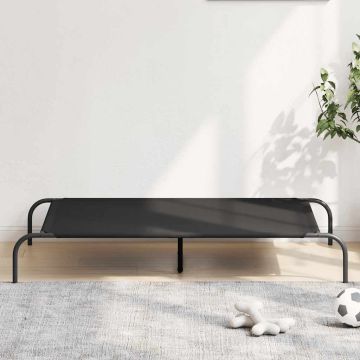 Cuccia per Cani Rialzata Nera 130x80x20cm Tela Oxford e Acciaio
