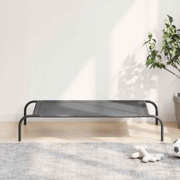 Cuccia per Cani Rialzata Grigia 110x65x20cm Textilene e Acciaio