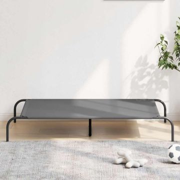 Cuccia per Cani Rialzata Grigia 130x80x20cm Tela Oxford/Acciaio