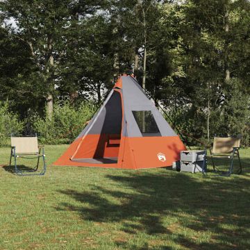 Tenda Tipi 6 persona Impermeabile Grigio e arancione taffetà