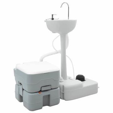 Set di toilette per il campeggio 2 pz Grigio 50,5 x 33 x 103 cm