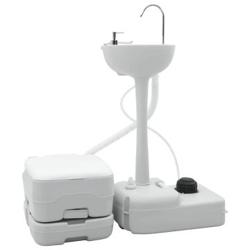 Set di toilette per il campeggio 2 pz Grigio e Bianco