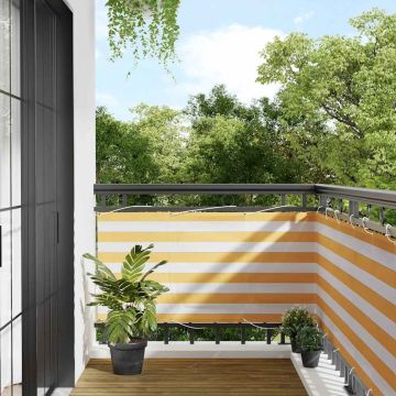 Paravento per Balcone Striscia Gialla e Bianca 75x1000 cm