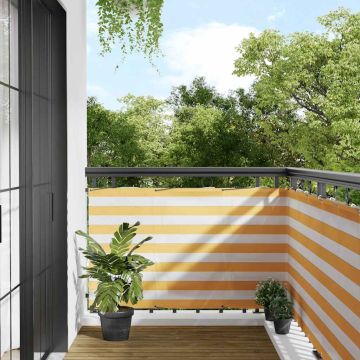 Paravento per Balcone Striscia Gialla e Bianca 90x800 cm