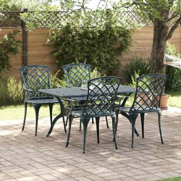 Sedia da Giardino 4 pz Verde Alluminio