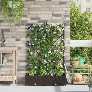 Vaso da giardino 2 pz Marrone 80 x 40 x 125,5 cm PP