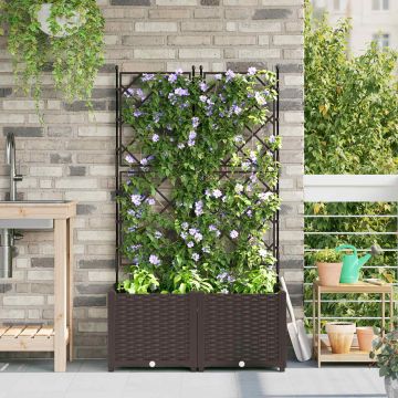 Vaso da giardino 2 pz Marrone 80 x 40 x 143 cm PP