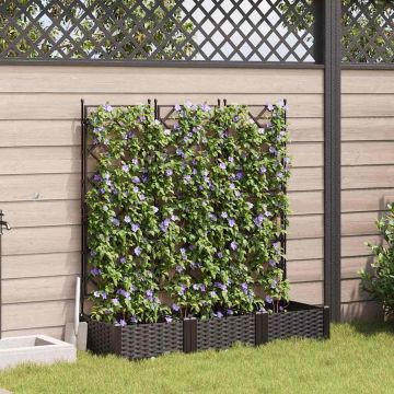 Vaso da giardino 3 pz Marrone 120 x 40 x 125,5 cm PP
