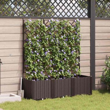 Vaso da giardino 3 pz Marrone 120 x 40 x 143 cm PP
