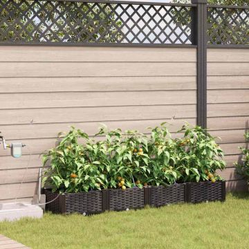 Vaso da giardino 4 pz Marrone 160 x 40 x 22 cm PP