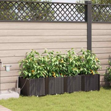 Vaso da giardino 4 pz Marrone 160 x 40 x 37,5 cm PP