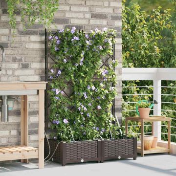 Vaso da giardino 2 pz Marrone 80 x 40 x 126 cm PP