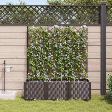 Vaso da giardino 3 pz Marrone 120 x 40 x 142 cm PP