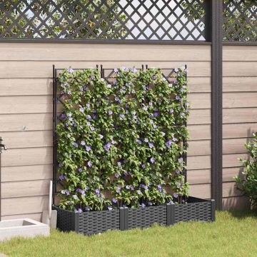 Vaso da giardino 3 pz Nero 120 x 40 x 125,5 cm PP