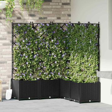 Vaso da giardino 5 pz Nero 120 x 120 x 143 cm PP