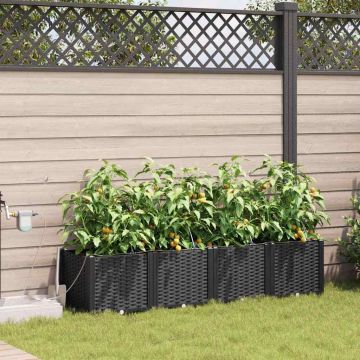 Vaso da giardino 4 pz Nero 160 x 40 x 37,5 cm PP