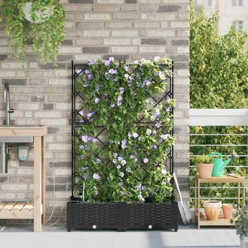 Vaso da giardino 2 pz Nero 80 x 40 x 126 cm PP