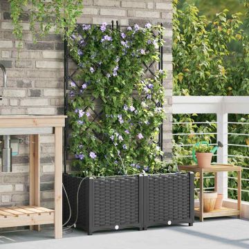 Vaso da giardino 2 pz Nero 80 x 40 x 142 cm PP