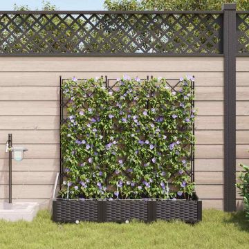 Vaso da giardino 3 pz Nero 120 x 40 x 126 cm PP